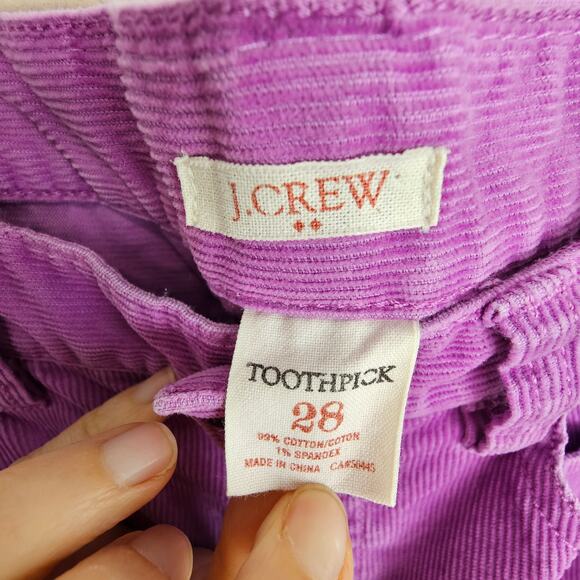 J Crew Women 28 Matchstick Corduroy Pants Y2K Purple Cords Straight Leg Low Rise - Picture 5 of 7
